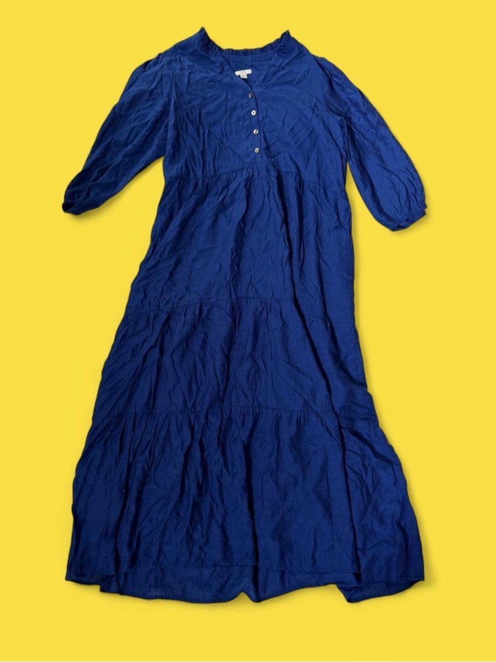 J. Jill Deep Blue Tiered Button-Front Maxi Dress